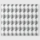 Monogram J Initiaal Black en White Floral Pattern Cadeaupapier (Vlak)