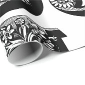 Monogram J Initiaal Black en White Floral Pattern Cadeaupapier (Rol Hoek)