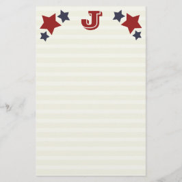 Monogram J / Initiaal J Stars & Stripes Stationery Briefpapier