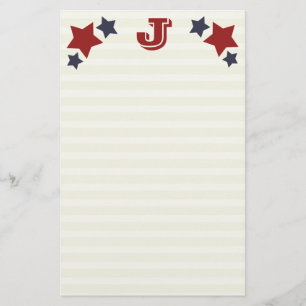 Monogram J / Initiaal J Stars & Stripes Stationery Briefpapier