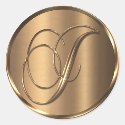 Monogram J NONMETALLIC Bronze Envelope Seal Ronde Sticker (Voorkant)