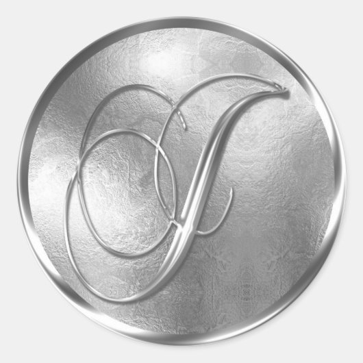 Monogram J NONMETALLIC Silver Envelope Seal Ronde Sticker (Voorkant)