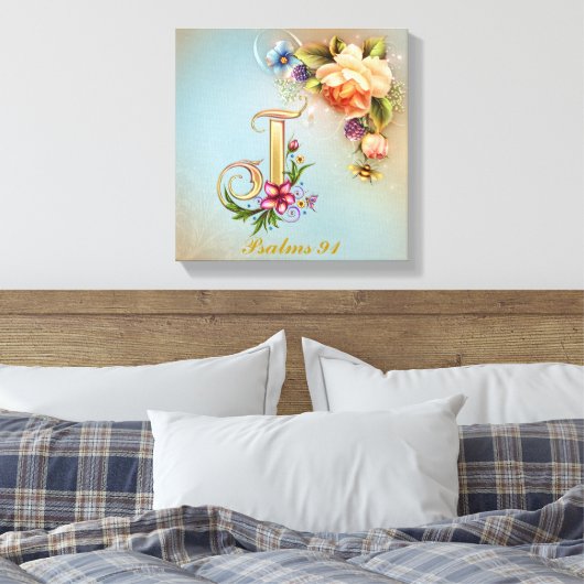 Monogram J Premium Wrapped Canvas (gloss) (Insitu (Slaapkamer))