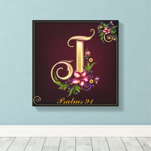 Monogram J Premium Wrapped Canvas (gloss) (Insitu (Houten vloer))