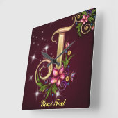 Monogram J wandklok personaliseren Vierkante Klok (Hoek)