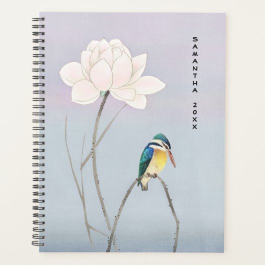 Monogram Japanse Vintage Kingfisher Lotus Planner (Voorkant)