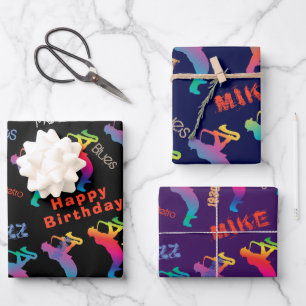 Monogram Jazz Musicians Retro Music Party POP ART Inpakpapier Vel