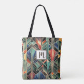 Monogram Jazzy Geometrische Elegante Classic Boho Draagtas (Achterkant)