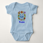 Monogram Jongensnaam - Schattigee spin in blauw | Romper (Voorkant)