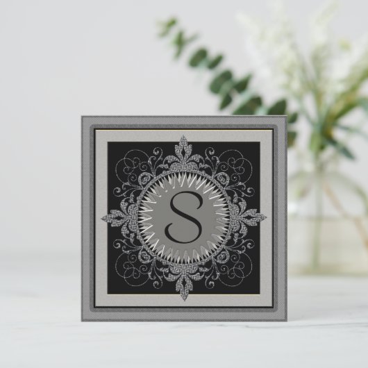 Monogram Jubileum Partij uitnodiging (Staand voorkant)