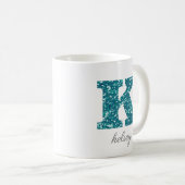Monogram K blauwe glitter Mok (Voorkant rechts)