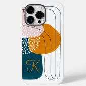 Monogram K Blauwgroen Sinaasappel Boho Abstracte K Case-Mate iPhone Case (Achterkant)