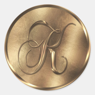 Monogram K Bronze Wedding Invitation Holiday Ronde Sticker