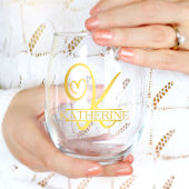 Monogram K Bruidsmeisje Cadeau, Modern Eerlijk Wijnglas Zonder Voet