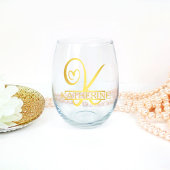 Monogram K Bruidsmeisje Cadeau, Modern Eerlijk Wijnglas Zonder Voet