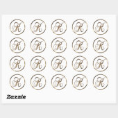 Monogram K Faux Bronze Ronde Sticker (Vel)
