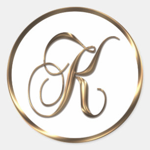 Monogram K Faux Bronze Ronde Sticker