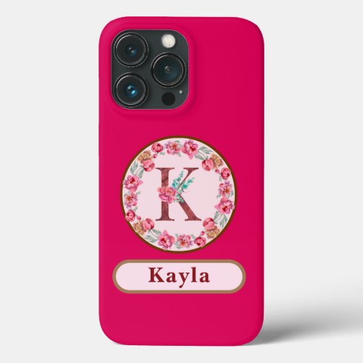  Monogram K Floral Hoesje-Mate iPhone Case (Achterkant)