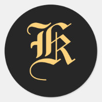 Monogram "K" goudkleurig op zwart
