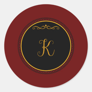 Monogram "K" goudkleurig script Ronde Sticker