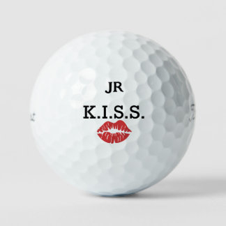 Monogram K.I.S.S. with red lips Golfballen