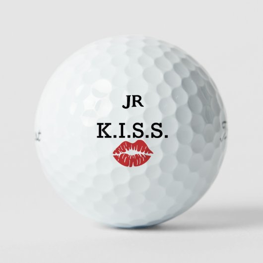 Monogram K.I.S.S. with red lips Golfballen (Voorkant)