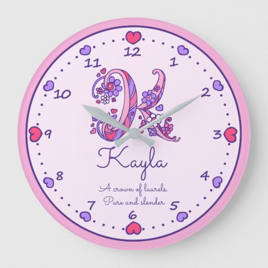Monogram K Kayla nom du coeur signifiant horloge (Recto)