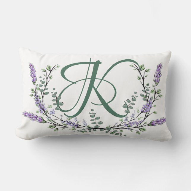 Monogram K Lavender Eucalyptus Kussen (Voorkant)