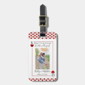 Monogram Kaart afspelen Weduwfoto opslaan Datum Bagagelabel (Voorkant verticaal)