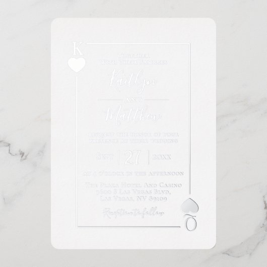 Monogram Kaart Wedding Real Silver Foil (Voorkant)