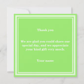 Monogram kalkgroene strepen bedankkaart (Achterkant)