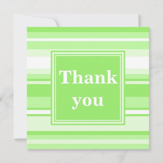 Monogram kalkgroene strepen bedankkaart (Voorkant)