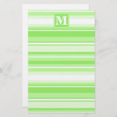 Monogram kalkgroene strepen briefpapier (Voorkant / Achterkant)