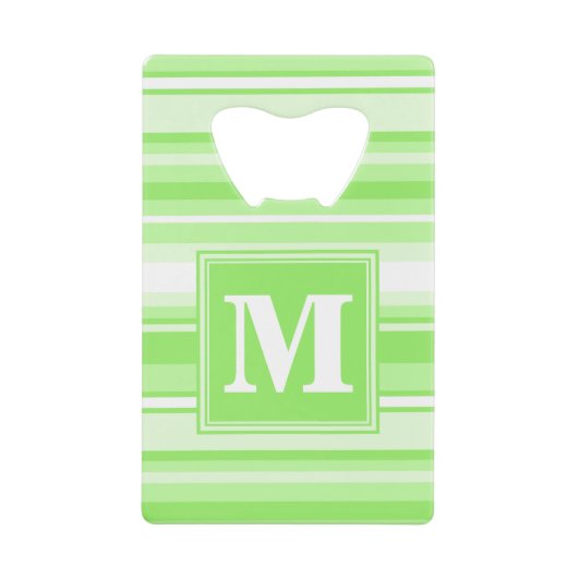 Monogram kalkgroene strepen kredietkaart flessenopener (Voorkant)