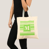 Monogram kalkgroene strepen tote bag (Voorkant (product))