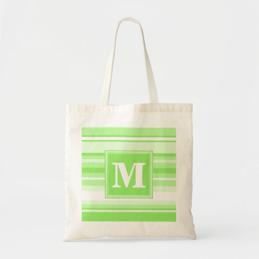 Monogram kalkgroene strepen tote bag (Voorkant)
