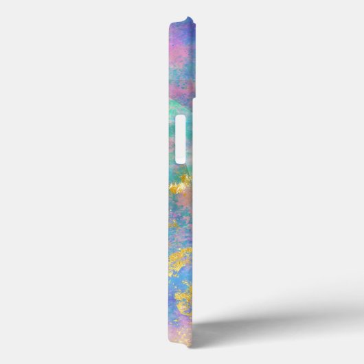 Monogram kalligrafie Blauwe groene roze goudrendy Case-Mate iPhone Case (Achterkant / Rechts)