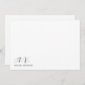 Monogram kalligrafie minimaal en chique notitiekaartje (Voorkant / Achterkant)