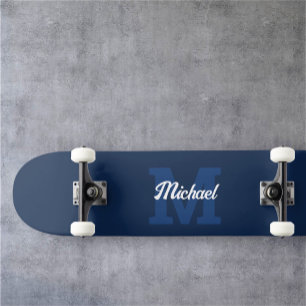 Monogram  kalligrafie Navy Blue Skateboard
