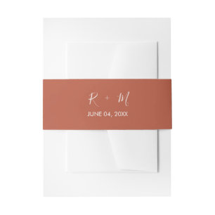 Monogram kalligrafie Terracotta Wedding Uitnodigingen Wikkel
