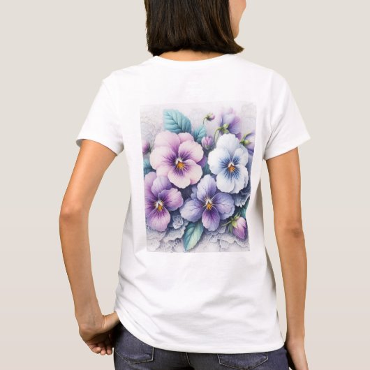 Monogram kant bloemenroze paarse slipjes bloemen t-shirt (Achterkant)