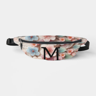 Monogram kant bloemenroze pastel kersenbloesem heuptasje