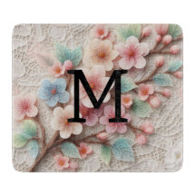 Monogram kant bloemenroze pastel kersenbloesem