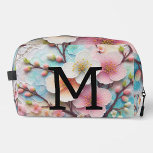 Monogram kant roze bloemenpastel kersenbloesem toilettasje
