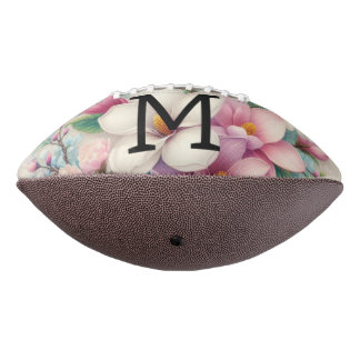 Monogram kant roze paarse magnolia bloemen  american football