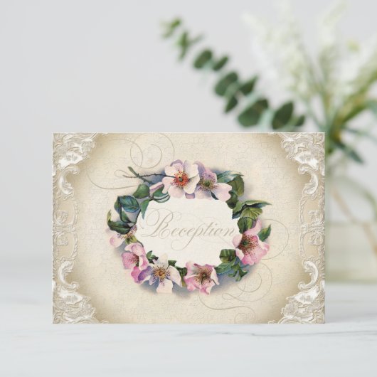 monogram kant Wilde roze roze roodroze vormig Informatiekaartje (Staand voorkant)