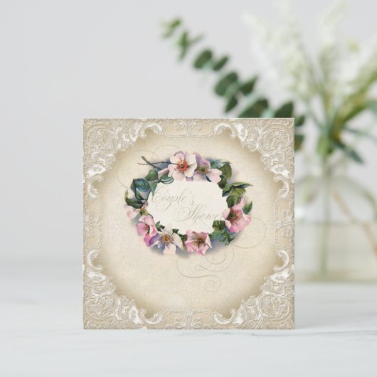 monogram kant Wilde roze roze roodroze vormig Kaart (Staand voorkant)