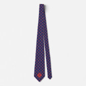 Monogram kardinaal vogelpatroon op blauw stropdas (Voorkant)