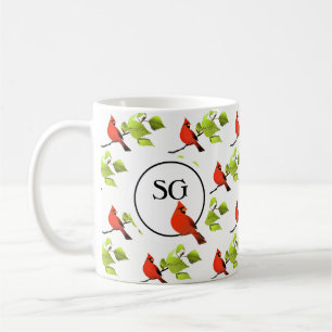 Monogram Kardinaal Zangvogel op Boomtak  Koffiemok