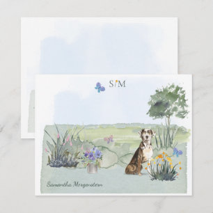 Monogram katahoula Hound Dog Butterfly en naam Notitiekaartje